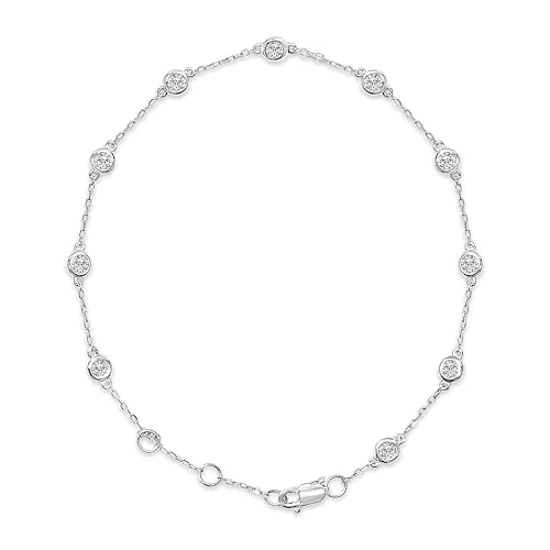 14K White Gold 1/2 Cttw Bezel Set Lab Grown Diamond Station Bracelet