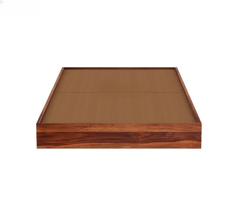 Image of Solid Sheesham Wooden Bed 6X3 Low Floor Platform Bed for Bedroom | Wooden Single Bed Cot Without Storage | Modern Minimalist Bed Frame | Heavy Duty Solid Wood 6X3 Bed | (Walnut Finish)