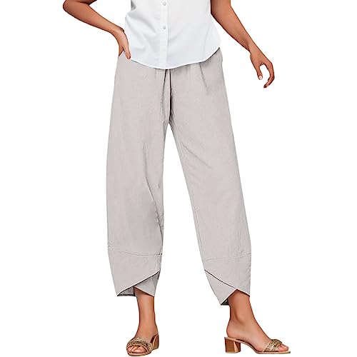 Linen Pants Women Plus Size Linen Pants Women Palazzo Lounge Pants Wide Leg Printed Cropped Bottoms Baggy Trousers Sweatpants with Pockets Black Denim Trendy 2025 Plus Size Vacation Boot Cut