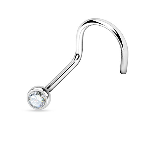 PiercedOff Piercing Nez Strass Tige courbée 20GA (0.8mm)(Blanc) Cover