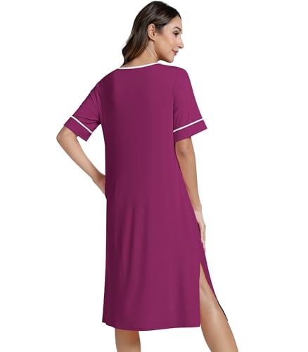 Image of NACHILA Bamboo Viscose Nightgowns for Women Cooling Night Gown with Pockets
