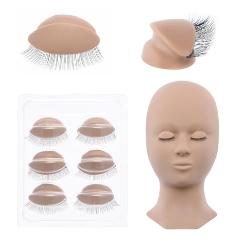 Lash Mannequin Head with DOUBLE-LAYERS Eyelash Practice Eyelids Eyelash Extension Mannequin Head for Lash Extension Training Lashes Extension Practicing and Training Supplies
