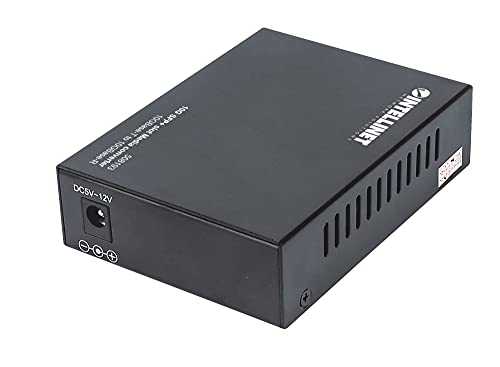 Image of 10GBase-T to 10GBase-R Media Converter, SFP+ Slot and RJ45 Port | 10GBase-T to 10GBase-R media converter with RJ45 and SFP+ ports, supports 1000Base to 10GBase speeds, LEDs status