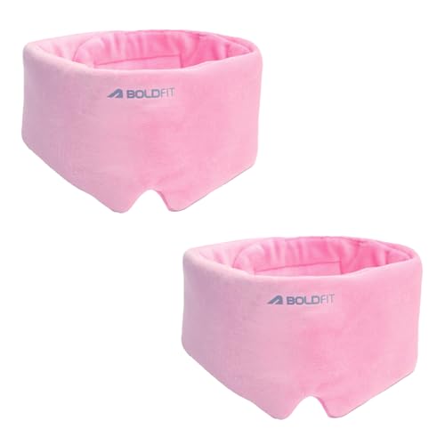 Boldfit Eye Mask For Sleeping Men Adjustable Super Soft EyeMask For Comfortable Sleep Travelling Sleeping Mask SleepMask Pad Large - Pink Pack of 2