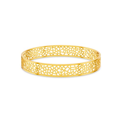 Image of KISNA 9KT Mosaicra Gold Bangle For Women | BIS Hallmarked Yellow Gold Bangle | Lightweight Daily Wear Gold Jewellery | Gift for Wife, Mother & Sister | S 2.4 Anna