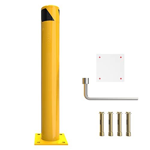 YITAMOTOR Safety Bollard Post, 36" x 4.5" Steel Bollards, Parking Bollard for Warehouse, Yellow, 1PACK