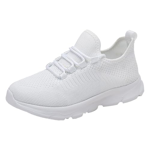 Genérico Zapatillas Mujer Hueco Transpirable cómodo Ligero Encaje hasta Color Degradado Zapatillas Deportivas Mujer Negras (White, 40)