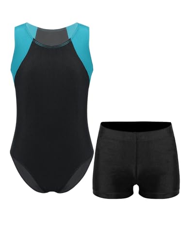 Runhomal Kinder Jungen Turnanzug Gymnastik Trikot mit Shorts Set Tanzen Ballet Kleidung Ärmellos Trikotanzug Ballttkleidung Wettkampf Tanzkostüm Blau Grün & Schwarz A 146-152 Runhomal Kinder Jungen Turnanzug Gymnastik Trikot mit Shorts Set Tanzen Ballet Kleidung Ärmellos Trikotanzug Ballttkleidung Wettkampf Tanzkostüm Blau Grün & Schwarz A 146-152