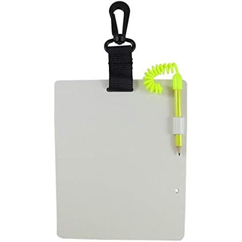 Scuba Choice Diving Writing Slate with Pencil, Large 7-1/4" x 5-7/8" Underwater Notepad, Replaceable Pencil Safety Leash & Clip for Scuba, Snorkeling, Dive Gear, Navigation and Notes Cover