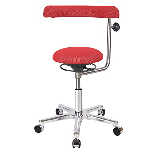 BALIMO Office - Bürostuhl - ergonomischer Sitzhocker - Rücken-Trainer - Sitztrainer - Bewegungshocker - Bewegungsstuhl - Hocker mit frei beweglicher Sitzfläche - Gestell Chrome (Rot - Soft) Cover