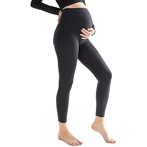 disée Damen Mama Leggings Mikrofaser Strumpfhose mit mitwachsener Bauchzone für Körperanpassung und schwangere Frauen Nahtlos Cover