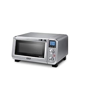 De’Longhi Small Convection Toaster Oven For Countertop With internal light And 9 Preset Functions Including Pizza, Cookies, Roast, Broil, Bake, Easy to Use, 14L, Stainless Steel, 1800W, EO141150M