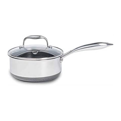 HexClad Nonstick 3 Quart Hybrid Pot Saucepan with Glass Lid - Easy to Clean, Dishwasher & Oven Safe - Ideal for Making Sauces, Reheating Soups, Stocks, and Cooking Grains Cover