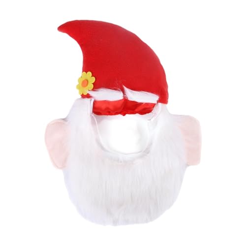 Anulely Sombrero de Papá Noel para perros, sombrero de Papá Noel con bonita flor y barba de felpa realista, tocado para mascotas, disfraz de cachorro cómodo ajustable, sombreros de perro para