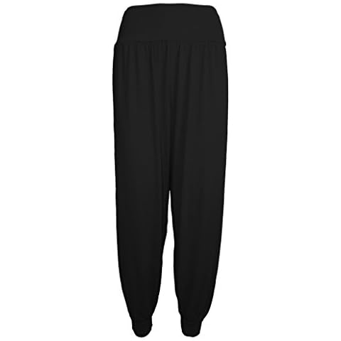 [Black, 24-26] New Ladies Womens Plus Size & Big Size Harem Slouch Trousers Full Length Stretch Casual Pants Sizes 12 - 30 Cover