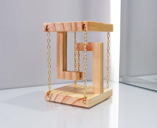 Image of Diwali Gift Tensegrity New Year Gift for Home and Office Decor, Made with Solid Wood, Anti-Gravity, Light Weight, Table Top, Vintage Brown Surface Gold Finish Chain