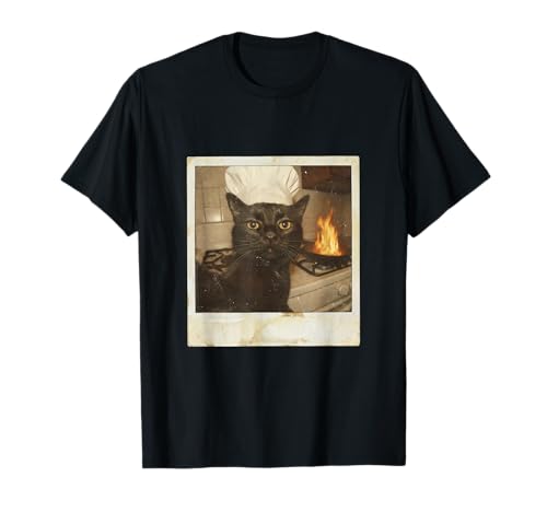 Cat Dad Chef Meme Photo Rétro Gen Z Collège T-Shirt