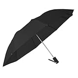 STROMBERGBRAND UMBRELLAS The Vented Windproof 42' Small Compact Windproof Automatic Open Folding Umbrella for Rain, Wind & Sun, Strong Durable Fiberglass Stick Umbrella for Men and Women, Black