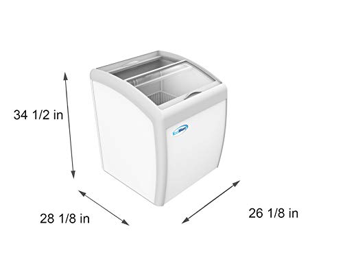 Image of KoolMore - MCF-6C Commercial Ice Cream Freezer Display Case, Glass Top Chest Freezer with 2 Storage Baskets and Clear, Sliding Lid, 5.7 cu. ft. Capacity, White
