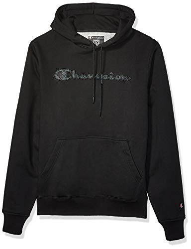 Champion LIFE Men's Champion Super Fleece 2.0 PO Hood-Quilted Script, Black, Large