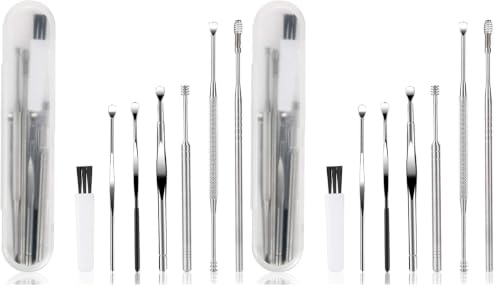 Image of 7 Pcs Ear Pick Earwax Removal Kit, BetyBedy Ear Cleansing Tool Set, Ear Curette Ear Wax Remover Tool with Cleaning Brush and Storage Box, Sliver (Pack of 2)