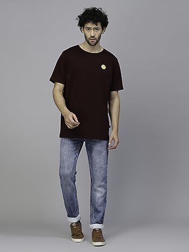 Image of Rigo Back Printed Half Sleeves Round Neck Oversized T-Shirt for Men | Drop Shoulder T-Shirt for Men | Loose Baggy Fit T-Shirt for Men