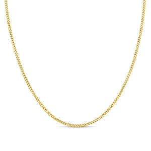 KEZEF 18k 2mm Gold Plated 925 Sterling Silver Necklace Chains Italian Curb 14″-36″ Gold Necklace Chain Sterling Silver Necklace for Women Mens Necklace Chain