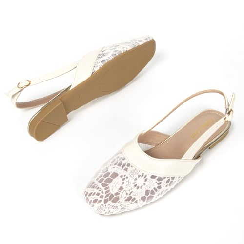 Comfortable Slingback Flat Shoes for Women Closed Square Toe Flats with Adjustable Ankle Strap Women’s Casual Daily Walking Slip-on Mules Shoes4