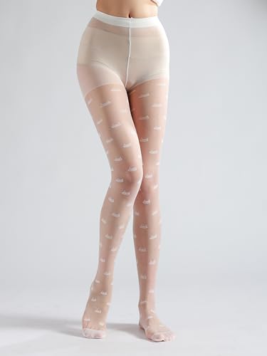 Image of Sahabowi Women Sheer Tights, High Waist Pantyhose, Vintage Control Top Stockings(Patterns Colourful), Pantyhose5