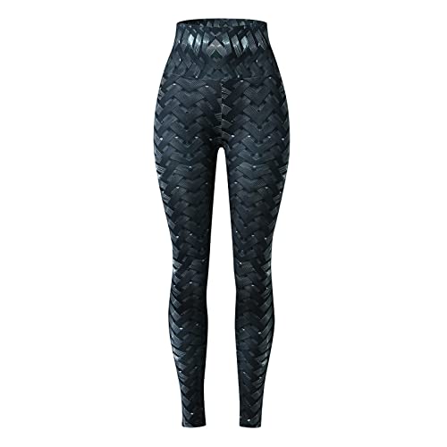 OYZ Las mujeres atractivas polainas de burbujas a tope push up fitness entrenamiento yoga pantalones delgados cintura alta leggings mujer sin costuras fitness medias, Estampado tejido 3D negro, XXXL