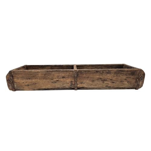 Meinposten Holzkiste Ziegelform 60 cm Recyceltes Holz Braun Doppelkasten Rustikaler Landhausstil