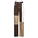 Yokbeer Damskie Dżinsy z Wysokim Stanem, Szerokie Nogawki, Luźne, Na co Dzień Y2K Wiosna Streetwear Fashion Patchwork Denim Girls Spodnie (Color : Brown, Size : L)