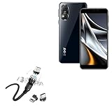BoxWave Cable Compatible with Xgody X15 - MagnetoSnap AllCharge Cable, Magnet Charging Cable USB Type-C Micro USB - Jet Black