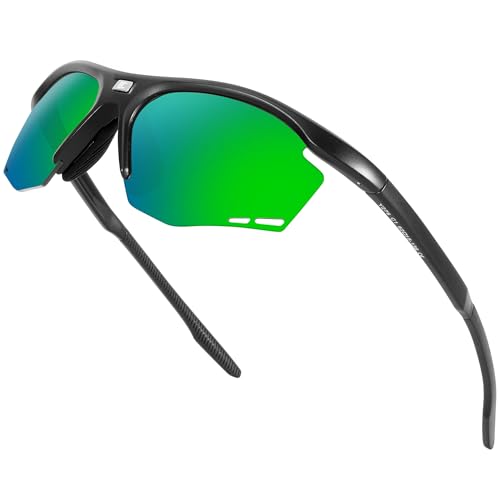 Image of BIRCEN Mens Polarized Sunglasses for Sports: TR90 Lightweight Sun Glasses Wrap Around Shades for Fishing Driving Cycling
