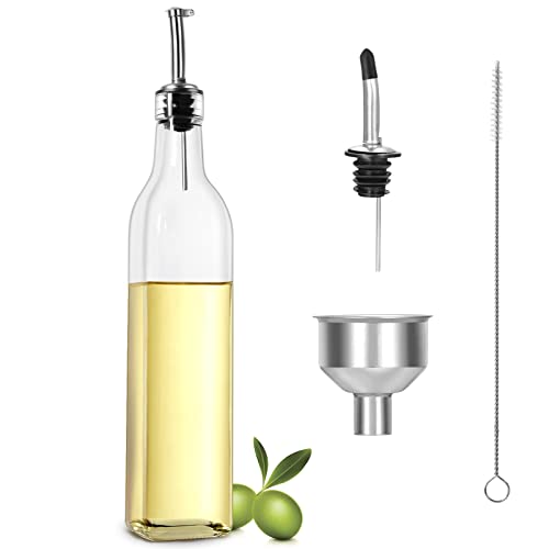 Gusnilo Olivenölspender-Flaschen-Set, Olivenöl-Flasche, 500 ml Öl- und Essig-Flasche, Ölspender-Flasche für Küche, Glasölflasche mit Trichter und Ausgießern Cover