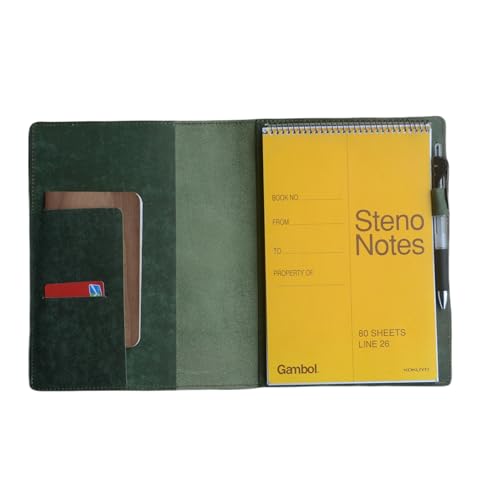 JJNUSA Leather Cover Compatible With Rocketbook Flip Executive 6" x 8.8", Steno Notes 6" x 9" Spiral Notebooks Distressed Genuine A5 Leather Cover (Green)
