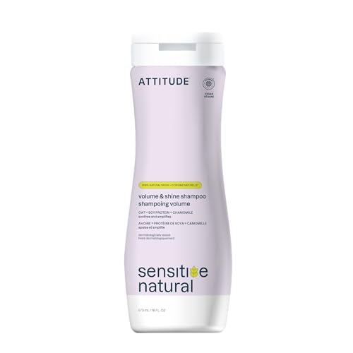 ATTITUDE Hair Shampoo for Sensitive Dry Scalp, EWG Verified, Soothing Oat, For Thin Hair, Naturally Derived Ingredients, Vegan and Plant-Based, Volume and Shine, Chamomile, 16 Fl Oz