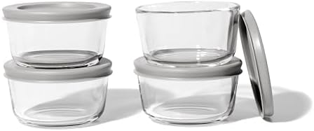 Miniatura 4 de DURA LIVING Juego de 8 recipientes de vidrio para almacenamiento de alimentos (4 recipientes + 4 tapas sin BPA), 7 onzas, a prueba de fugas, aptos