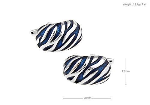 Mancuernillas ovaladas azules para camisa para hombre miniatura 2