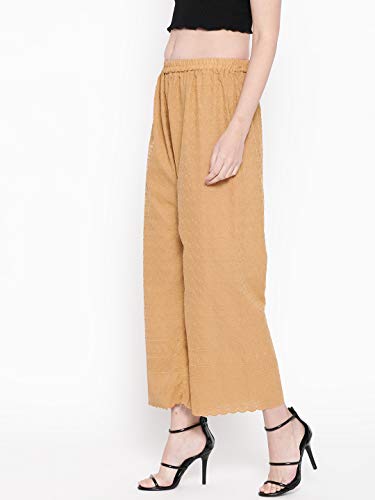 Image of Vastraa Fusion Women's Regular Fit Cotton Chikan Palazzo