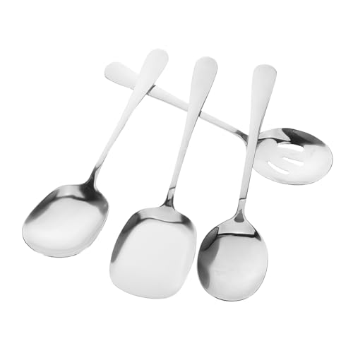 FUNOMOCYA 4Pcs Heavy Duty Long Handle Slotted Stainless Steel Buffet Spoons for Restaurants Banquets Parties and Home Use Kitchen Utensils