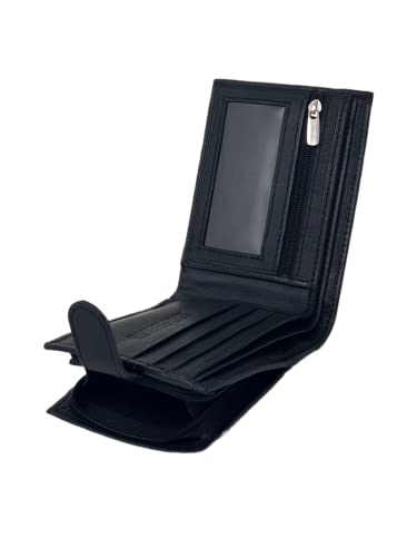 RAS Mens Soft Smooth Genuine Leather Wallet with External Zipper Coin Pocket 42 Black