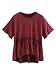 ROMWE Women's Loose Ruffle Hem Short Sleeve High Low Peplum Blouse Top Burgundy Large