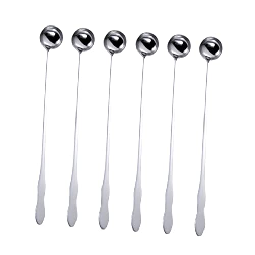 GRIRIW 32cm Long Handle Stainless Steel Stirring Spoon Set Ice Scoop for Tall Glasses Bar Kitchen