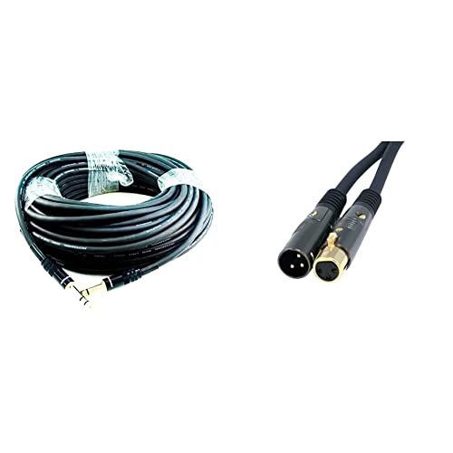 Image of Monoprice 1 /4-Inch TRS Male to Male Cable (35 Feet) and XLR Male to XLR Female Cable (35 Feet) - Black, 16AWG, Gold Plated - Premier Series