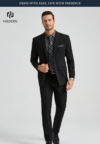 Image of HISDERN Mens Dress Shirt with Tie Pocket Square Set Classic Button Down Shirt Matching Tie Long Sleeve Shirts