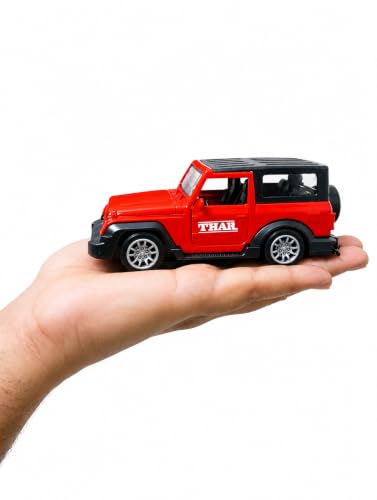 Image of Thar Die-Cast Metal Toy Car 1:32 Scale Pull Back Model Car with Openable Doors, LED Lights & Sound, Alloy Metal Body, Mini SUV Vehicle Toy for Kids Boys Girls & Collectors (3+ Years)
