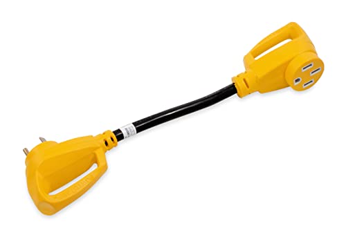 Image of Camco PowerGrip Camper /RV Dogbone Electrical Adapter | Features 30-Amp Male (NEMA TT-30P) and 50-Amp Female (NEMA 14-50R) Ends | Rated for 125V /3750W (21051)