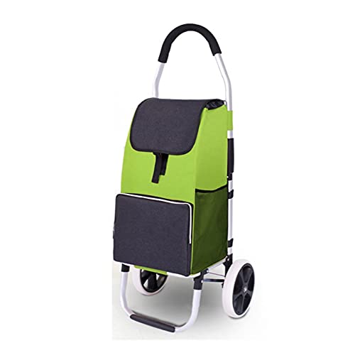 Carrito de la compra plegable de alta resistencia con diseño de tres ruedas para subir escaleras fácilmente, carrito de comestibles de gran capacidad, carrito portátil con ruedas (verde)