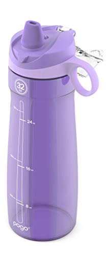 Image of Pogo Plastic Water Bottle with Chug Lid and Carry Handle, Reusable, BPA Free, Dishwasher Safe, Perfect for Travel, School, Outdoors, and Gym, 18oz 32oz 40oz 64oz
